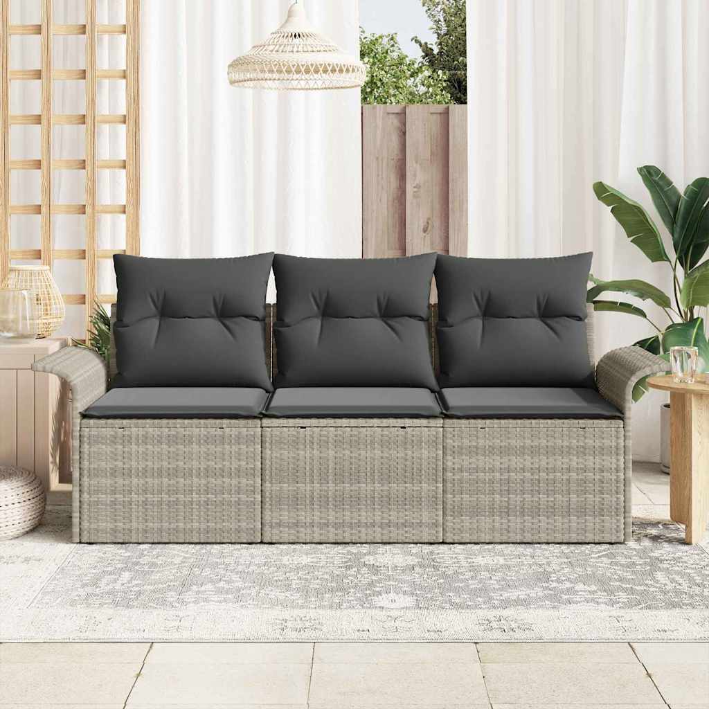 Sada zahradních pohovek 3 pcs Šedá 196 x 62 x 85 cm polyratan