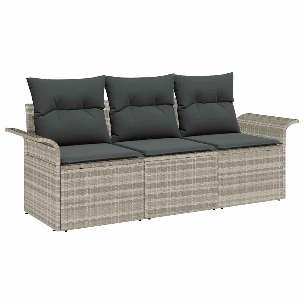 Sada zahradních pohovek 3 pcs Šedá 196 x 62 x 85 cm polyratan