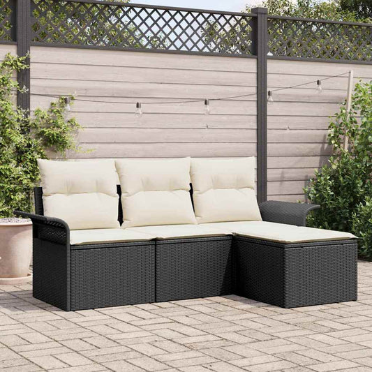 Sada zahradních pohovek 4 pcs Černá 55 x 55 x 37cm polyratan