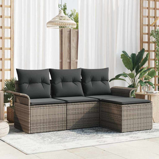 Sada zahradních pohovek 4 pcs Šedá 55 x 55 x 37cm polyratan