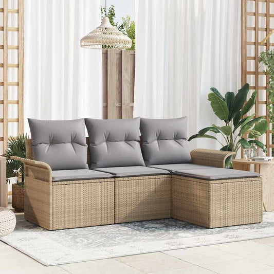 Sada zahradních pohovek 4 pcs Béžová 55 x 55 x 37cm polyratan