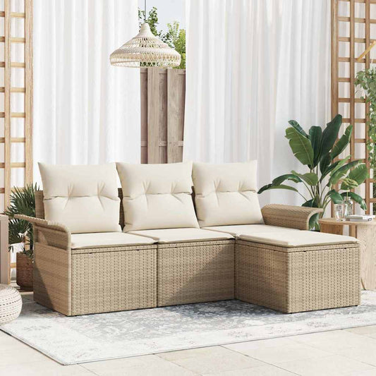 Sada zahradních pohovek 4 pcs Béžová 55 x 55 x 37cm polyratan