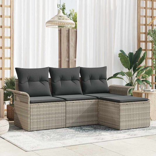 Sada zahradních pohovek 4 pcs Šedá 55 x 55 x 37cm polyratan