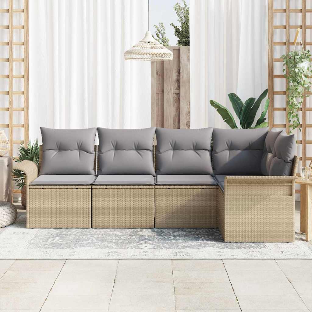 Sada zahradních pohovek 5 pcs 242.5 x 132.5 x 85 cm Poly ratan