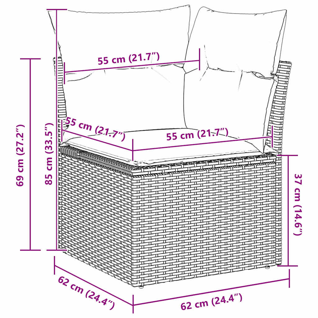 Sada zahradních pohovek 5 pcs 242.5 x 132.5 x 85 cm Poly ratan