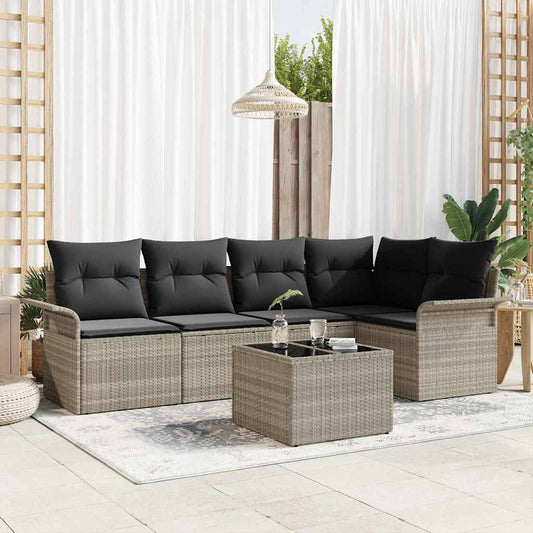 Sada zahradních pohovek 6 pcs Šedá 55 x 55 x 37 cm Poly ratan