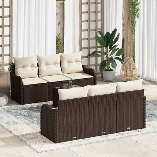 Sada zahradních pohovek 7 pcs Hnědá 55 x 55 x 37 cm Poly ratan