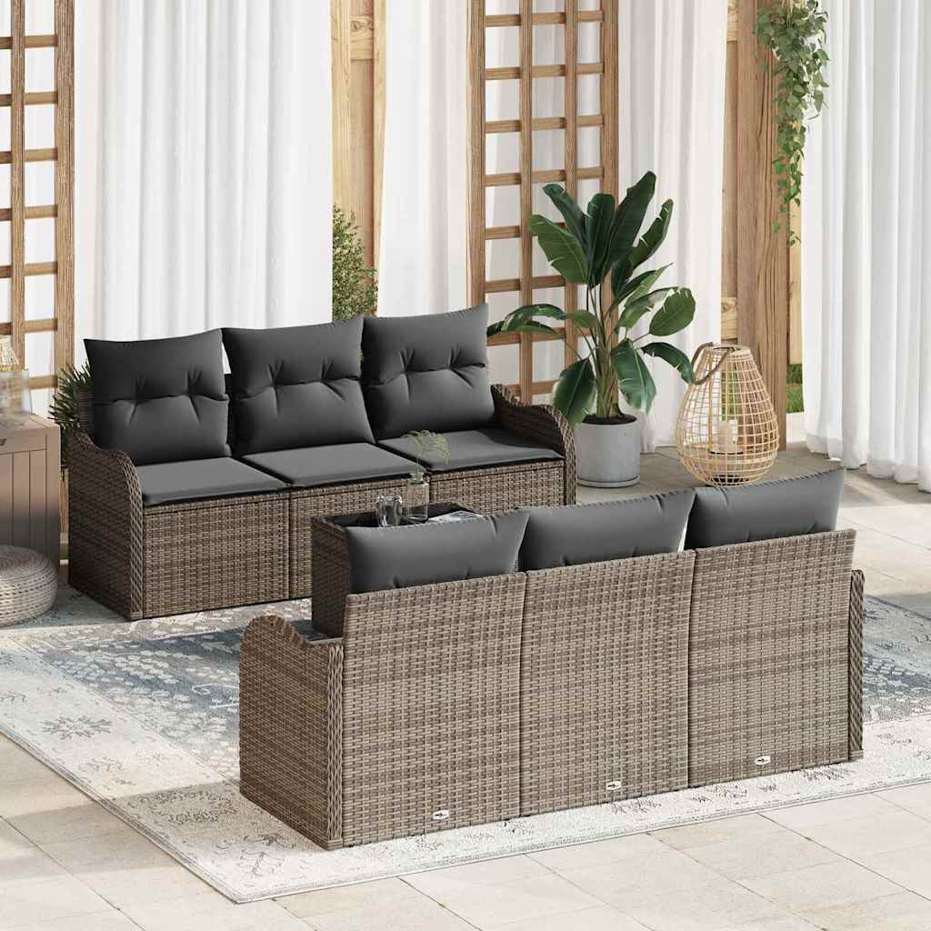 Sada zahradních pohovek 7 pcs Šedá 55 x 55 x 37 cm Poly ratan