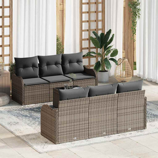Sada zahradních pohovek 7 pcs Šedá 55 x 55 x 37 cm Poly ratan