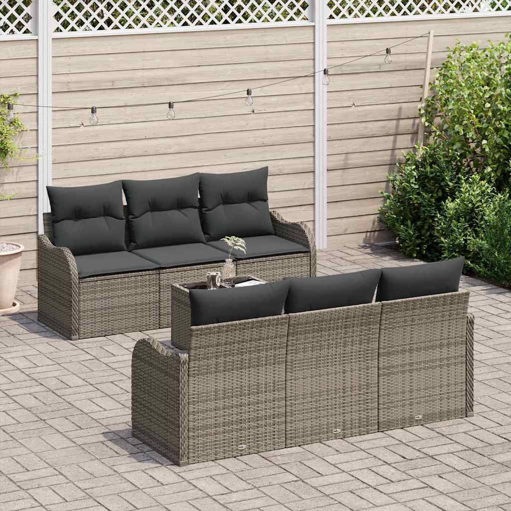 Sada zahradních pohovek 7 pcs Šedá 55 x 55 x 37 cm Poly ratan
