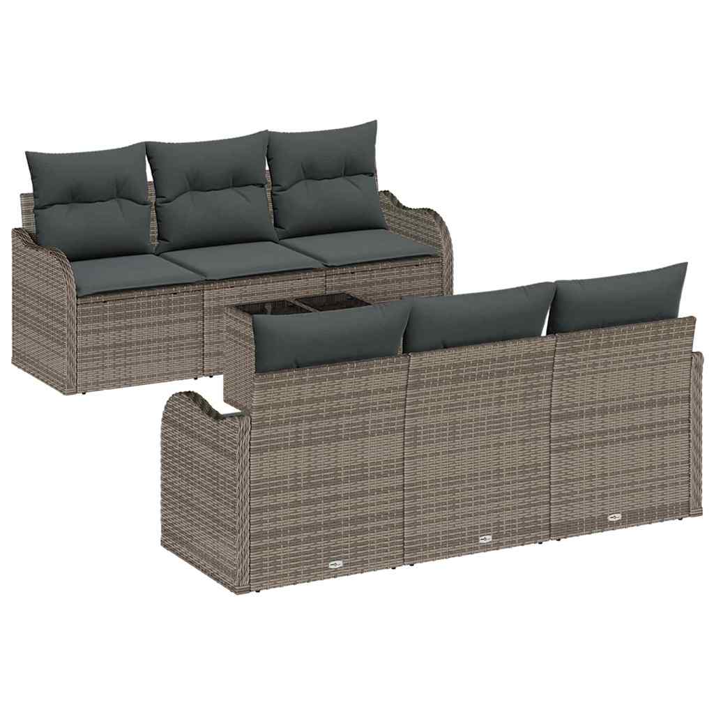 Sada zahradních pohovek 7 pcs Šedá 55 x 55 x 37 cm Poly ratan