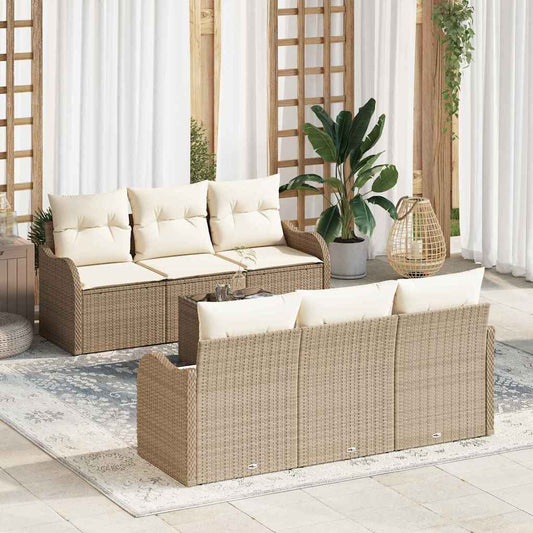 Sada zahradních pohovek 7 pcs Béžová 55 x 55 x 37 cm Poly ratan