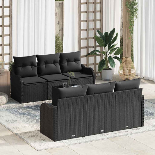 Sada zahradních pohovek 7 pcs Černá 55 x 55 x 37 cm Poly ratan