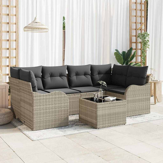 Sada zahradních pohovek 7 pcs Světle šedá 55 x 55 x 37 cm