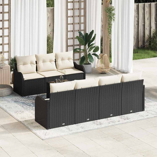 Sada zahradních pohovek 8 pcs Černá 55 x 55 x 37 cm Poly ratan