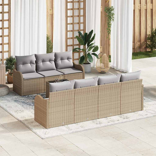 Sada zahradních pohovek 8 pcs Béžová 55 x 55 x 37 cm Poly ratan