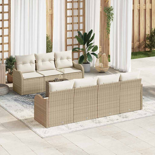 Sada zahradních pohovek 8 pcs Béžová 55 x 55 x 37 cm Poly ratan
