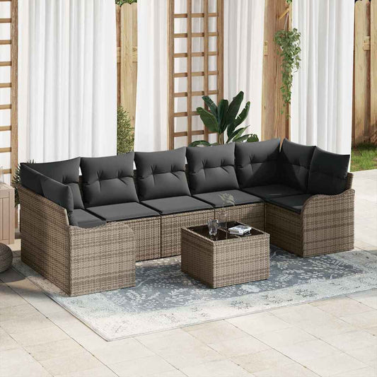 Sada zahradních pohovek 8 pcs Šedá 55 x 55 x 37 cm Poly ratan