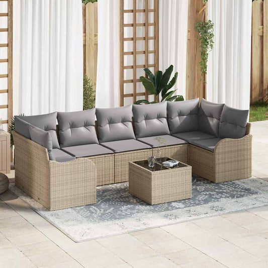 Sada zahradních pohovek 8 pcs Béžová 55 x 55 x 37 cm Poly ratan