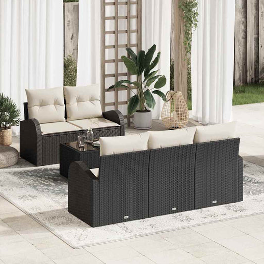 Sada zahradních pohovek 6 pcs Černá 55 x 55 x 37 cm Poly ratan