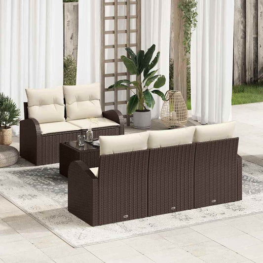 Sada zahradních pohovek 6 pcs Hnědá 55 x 55 x 37 cm Poly ratan