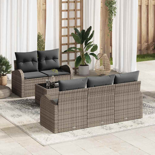 Sada zahradních pohovek 6 pcs Šedá 55 x 55 x 37 cm Poly ratan