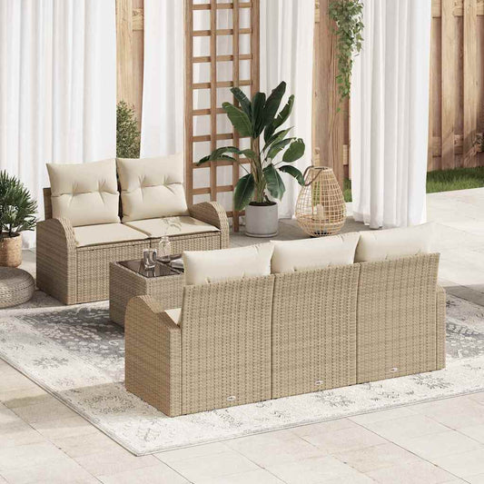 Sada zahradních pohovek 6 pcs Béžová 55 x 55 x 37 cm Poly ratan