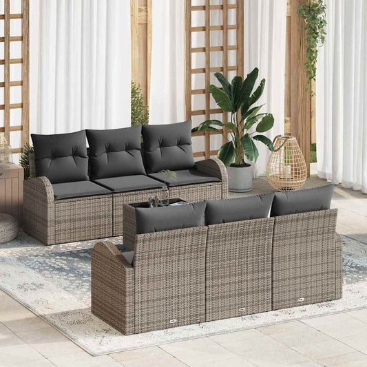 Sada zahradních pohovek 7 pcs Šedá 55 x 55 x 37 cm Poly ratan