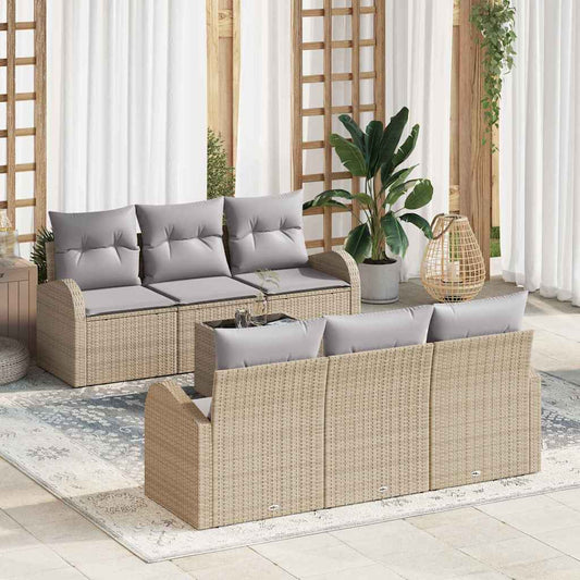 Sada zahradních pohovek 7 pcs Béžová 55 x 55 x 37 cm Poly ratan