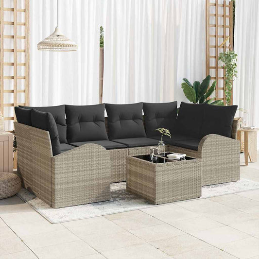 Sada zahradních pohovek 7 pcs Světle šedá 55 x 55 x 37 cm