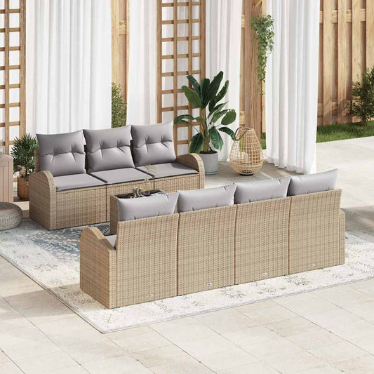Sada zahradních pohovek 8 pcs Béžová 55 x 55 x 37 cm polyratan
