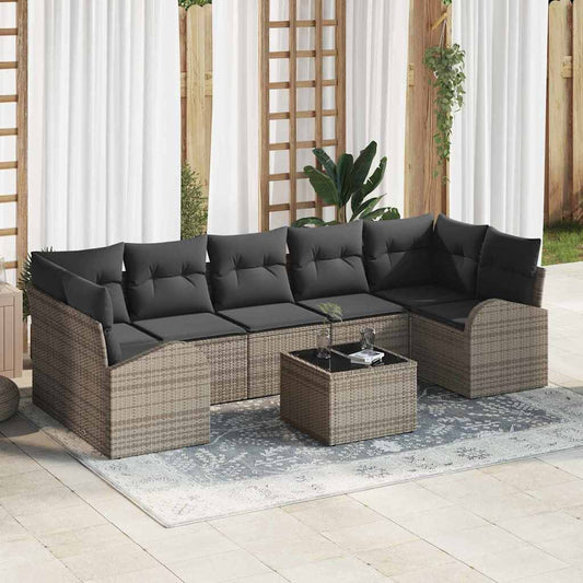 Sada zahradních pohovek 8 pcs Šedá 55 x 55 x 37 cm polyratan