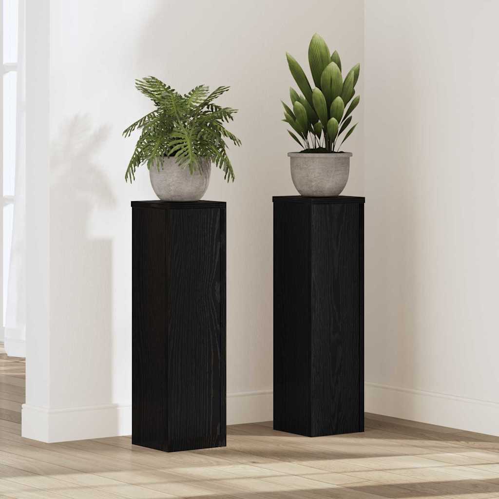 Stojan na rostliny 2 pcs Černý dub 17 x 17 x 60 cm