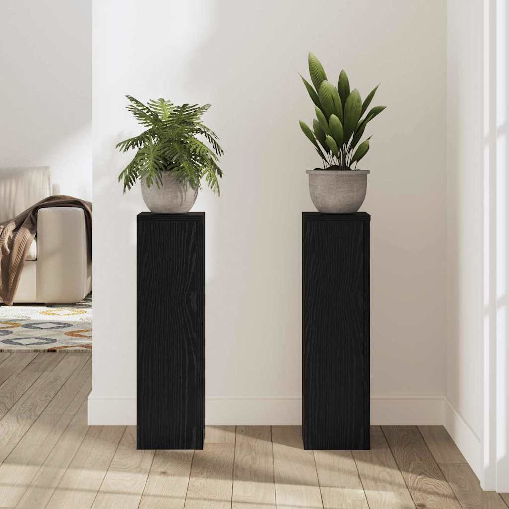 Stojan na rostliny 2 pcs Černý dub 17 x 17 x 60 cm