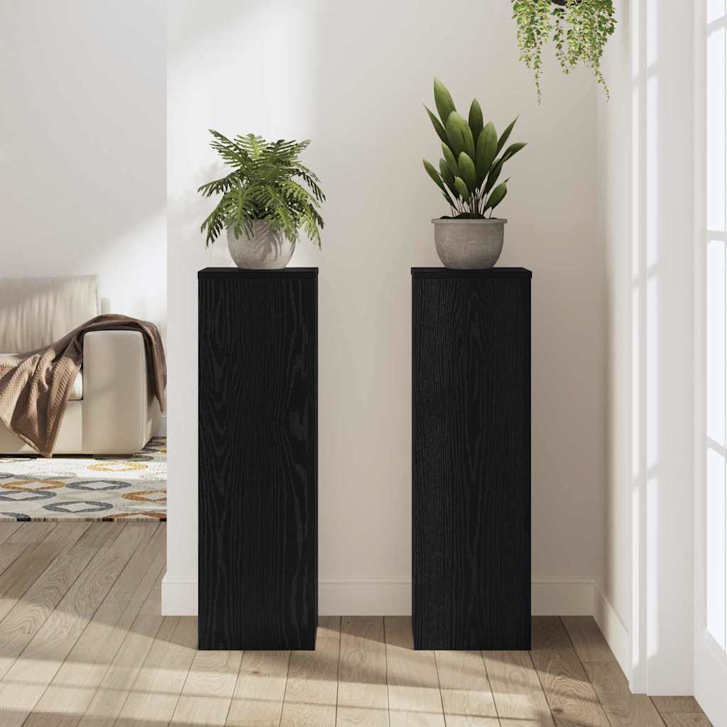 Stojan na rostliny 2 pcs Černý dub 25 x 25 x 80 cm