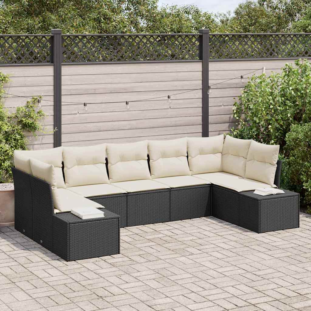 Sada zahradních pohovek 7 pcs Černá a krémová 289 x 154 x 85 cm