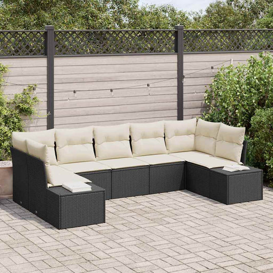 Sada zahradních pohovek 7 pcs Černá a krémová 289 x 154 x 85 cm