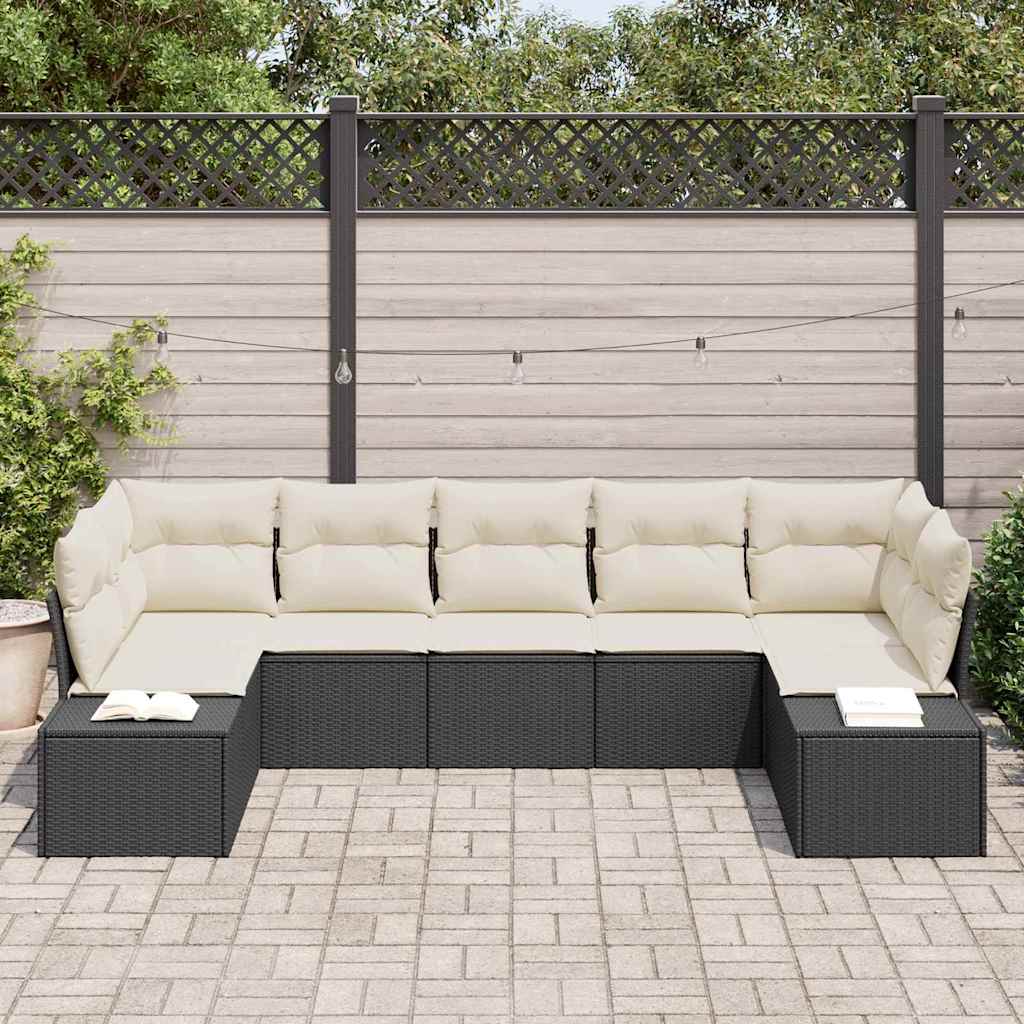 Sada zahradních pohovek 7 pcs Černá a krémová 289 x 154 x 85 cm