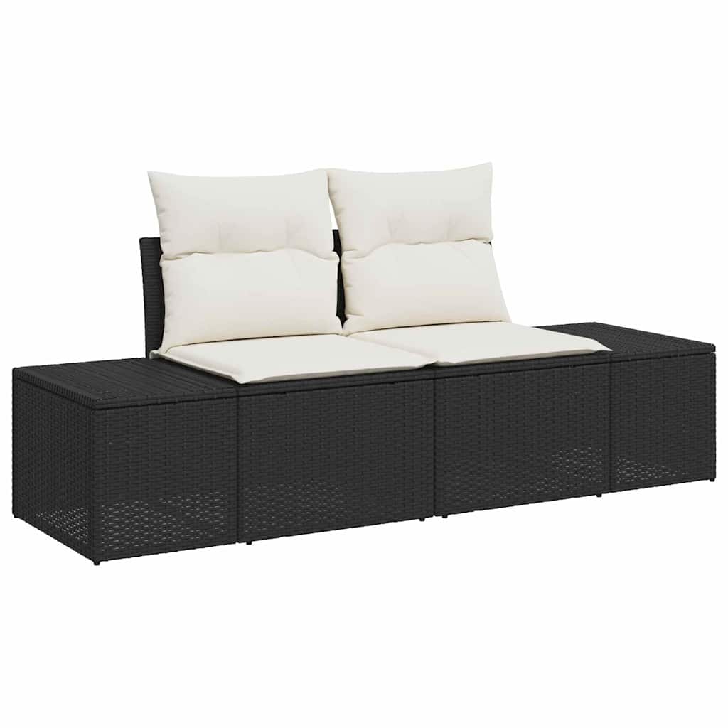 Sada zahradních pohovek 7 pcs Černá a krémová 289 x 154 x 85 cm