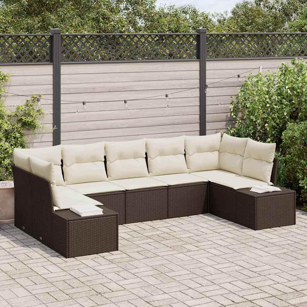 Sada zahradních pohovek 7 pcs Hnědá a krémová 289 x 154 x 85 cm