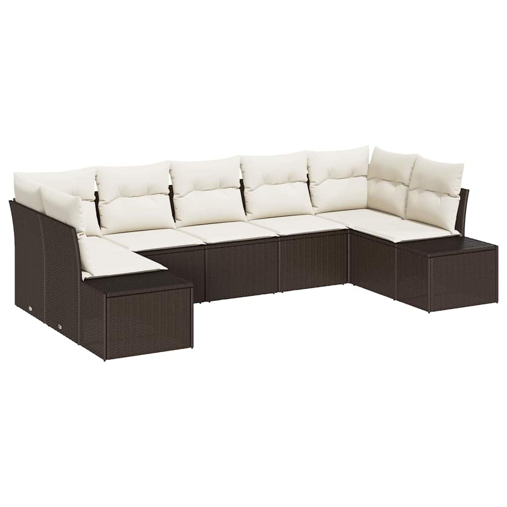 Sada zahradních pohovek 7 pcs Hnědá a krémová 289 x 154 x 85 cm
