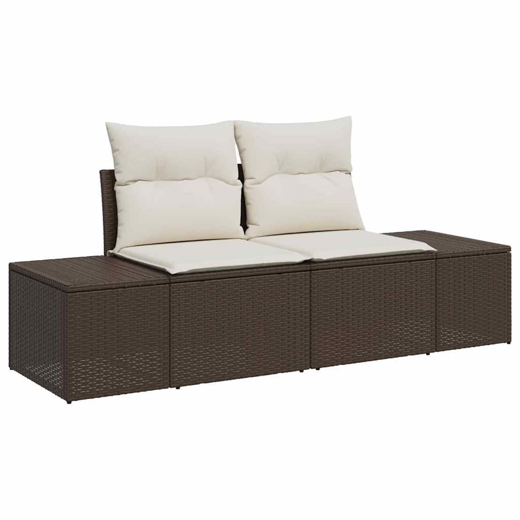 Sada zahradních pohovek 7 pcs Hnědá a krémová 289 x 154 x 85 cm