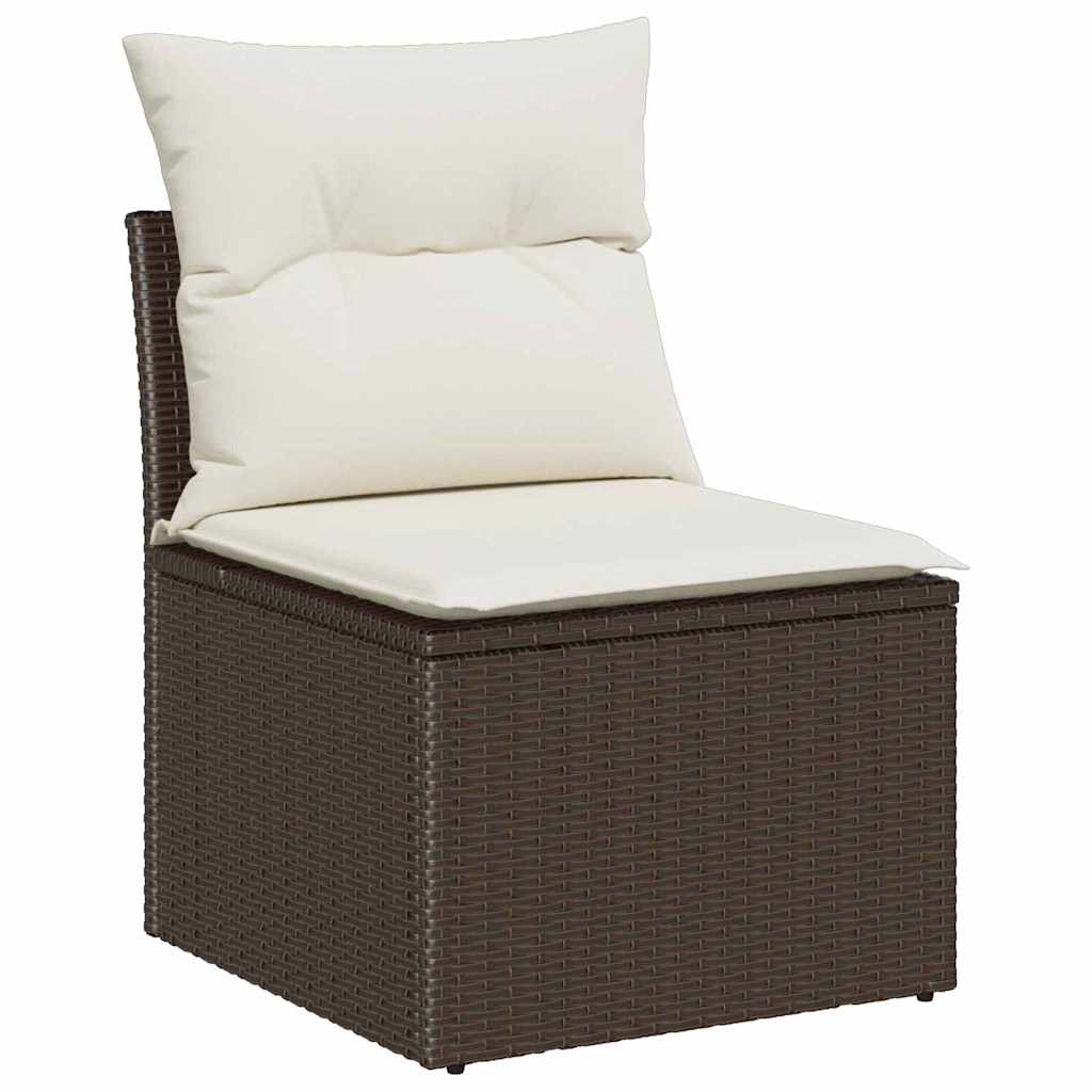 Sada zahradních pohovek 7 pcs Hnědá a krémová 289 x 154 x 85 cm