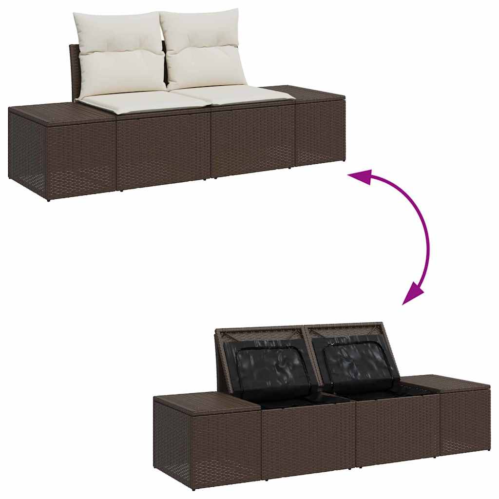Sada zahradních pohovek 7 pcs Hnědá a krémová 289 x 154 x 85 cm