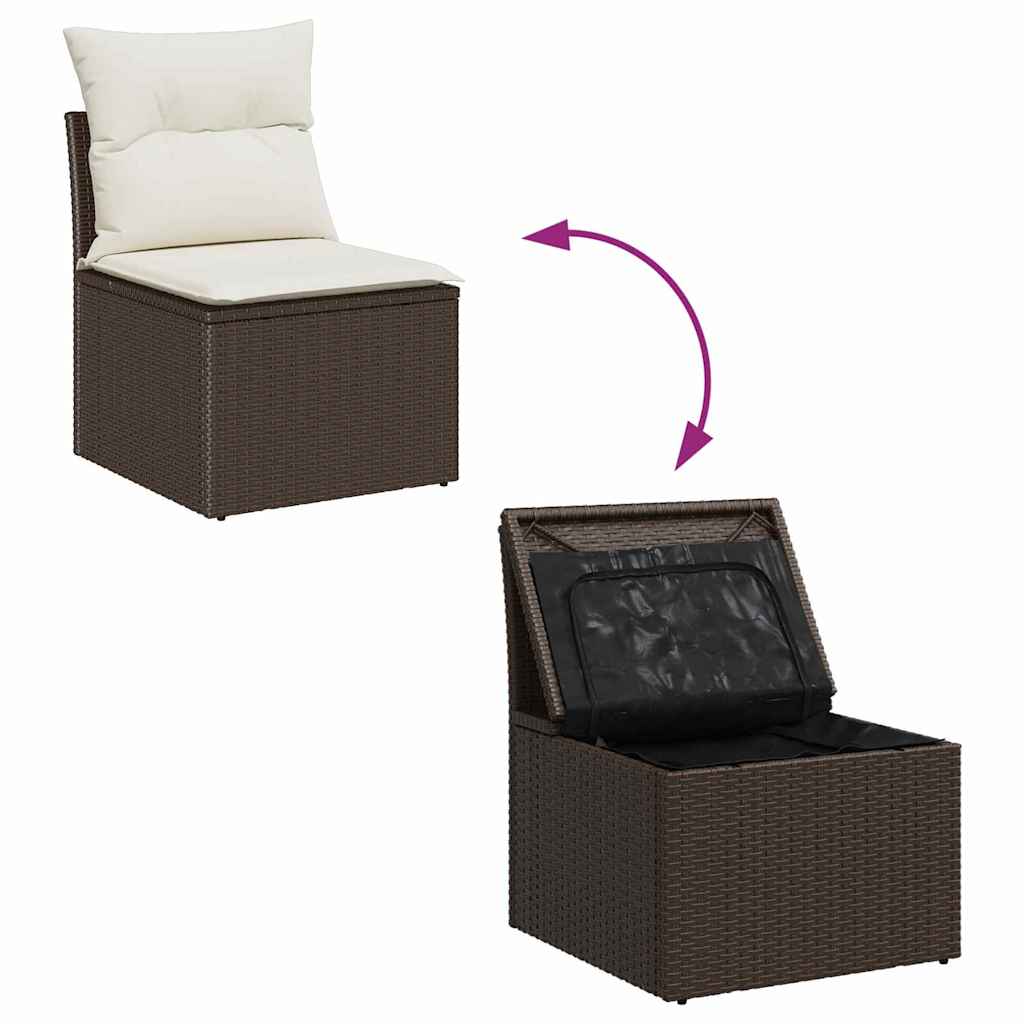Sada zahradních pohovek 7 pcs Hnědá a krémová 289 x 154 x 85 cm
