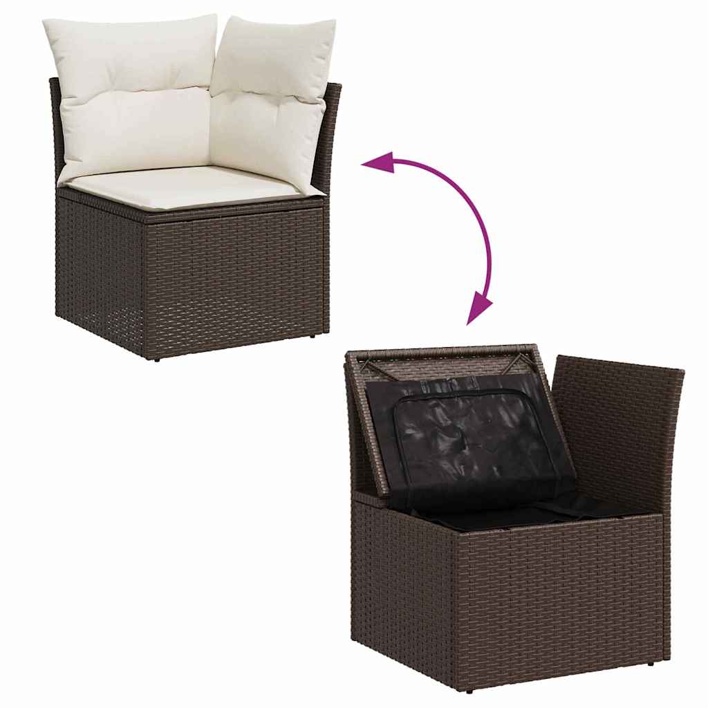 Sada zahradních pohovek 7 pcs Hnědá a krémová 289 x 154 x 85 cm