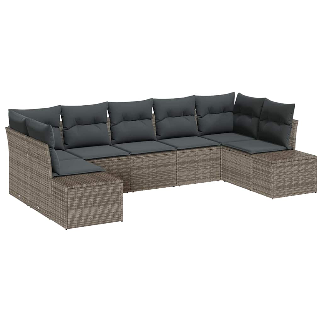 Sada zahradních pohovek 7 pcs Šedá 289 x 154 x 85 cm Poly ratan