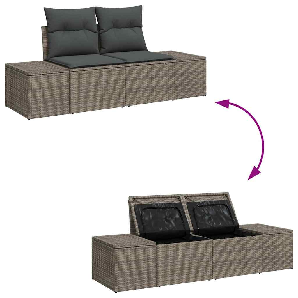 Sada zahradních pohovek 7 pcs Šedá 289 x 154 x 85 cm Poly ratan