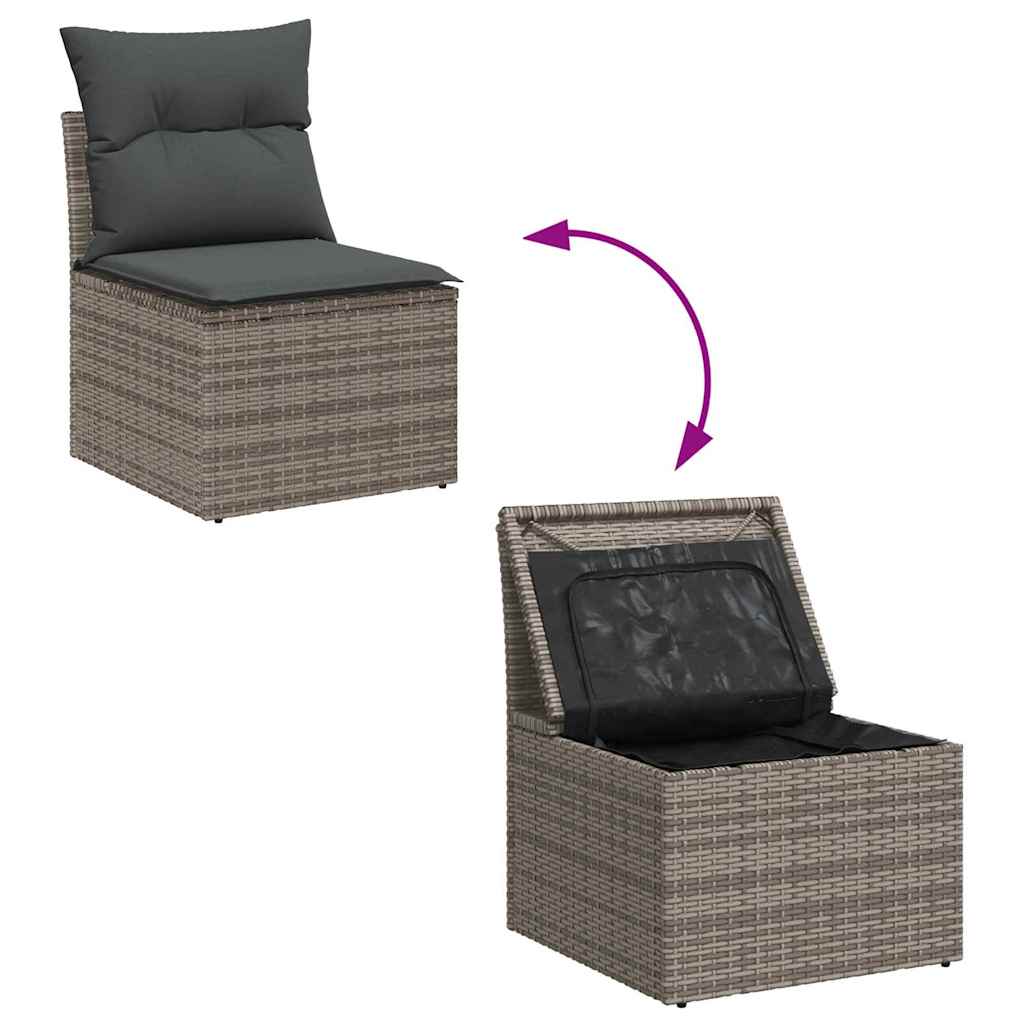 Sada zahradních pohovek 7 pcs Šedá 289 x 154 x 85 cm Poly ratan