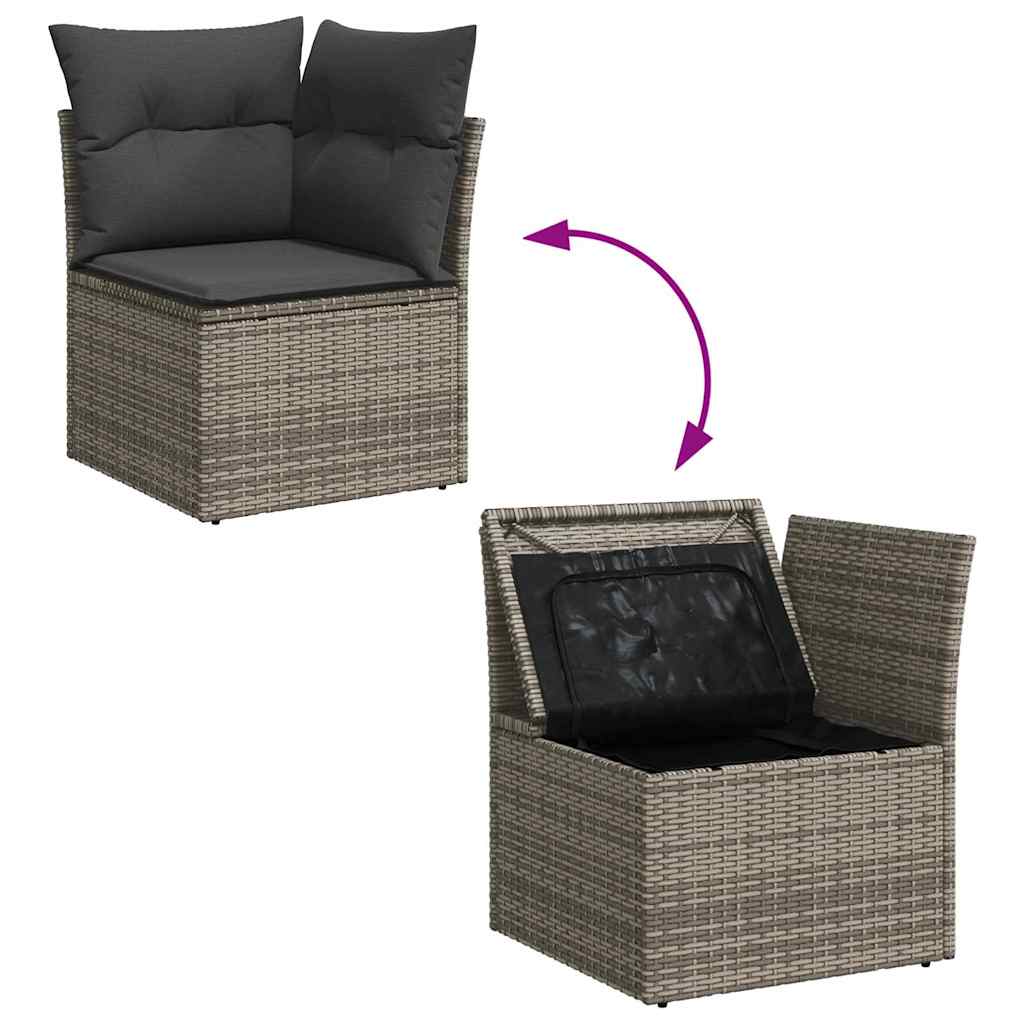 Sada zahradních pohovek 7 pcs Šedá 289 x 154 x 85 cm Poly ratan